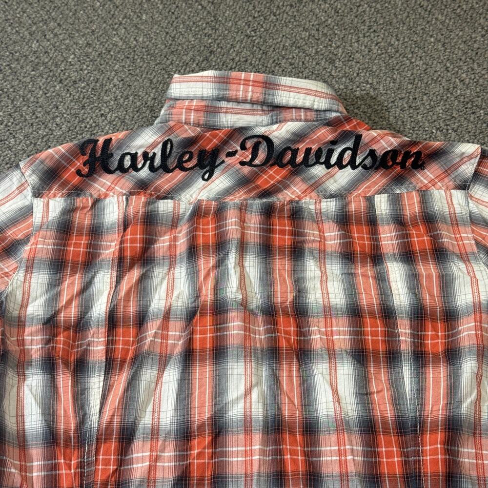 Harley Davidson Shirt Womens Size Medium M Button Front Short Sleeve Pearl Snap - Picture 8 of 13